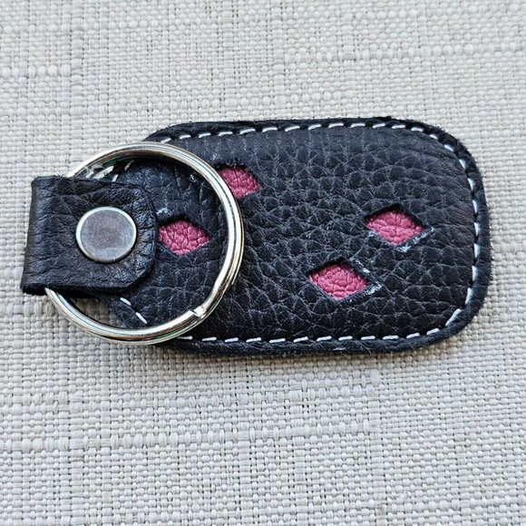 Handmade Keychain Black Genuine Leather Keys Holder Black key Chain - Picture 7 of 7